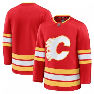 Men's Calgary Flames Red Home Premium Blank Jersey