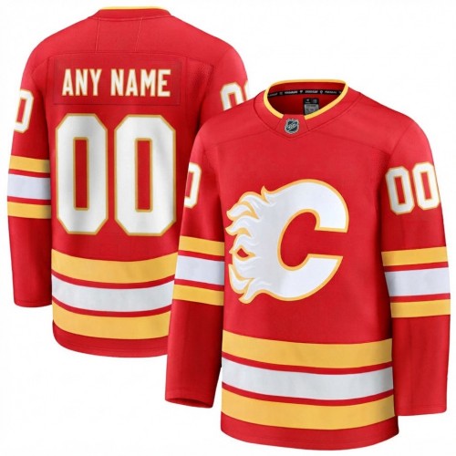 Men's Calgary Flames Red Home Premium Custom Jersey