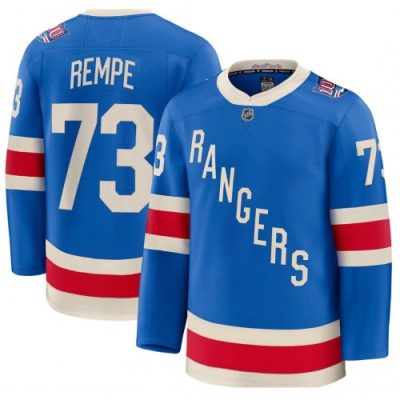 Men's New York Rangers Matt Rempe Blue Centennial Premium Jersey