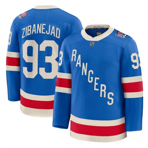 Men's New York Rangers Mika Zibanejad Blue Centennial Premium Jersey