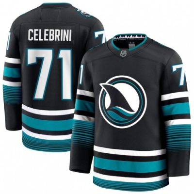 Men's San Jose Sharks Macklin Celebrini Black Alternate Premium Jersey
