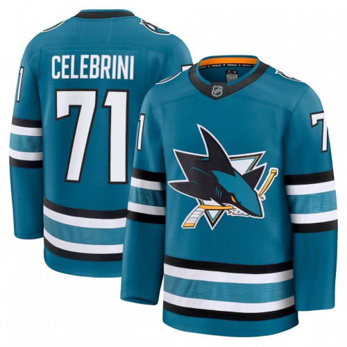 Men's San Jose Sharks Macklin Celebrini Teal Home Premium Jersey