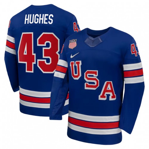 Quinn Hughes USA Hockey Olympic Nike 2026 Royal Home Replica Jersey