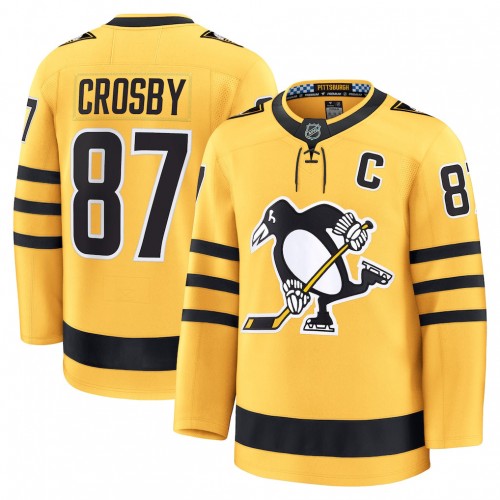 Sidney Crosby Men's Pittsburgh Penguins Gold Alternate Premium Jersey