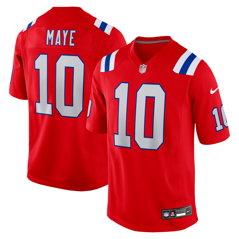 New England Patriots Drake Maye Nike Game Jersey - Red