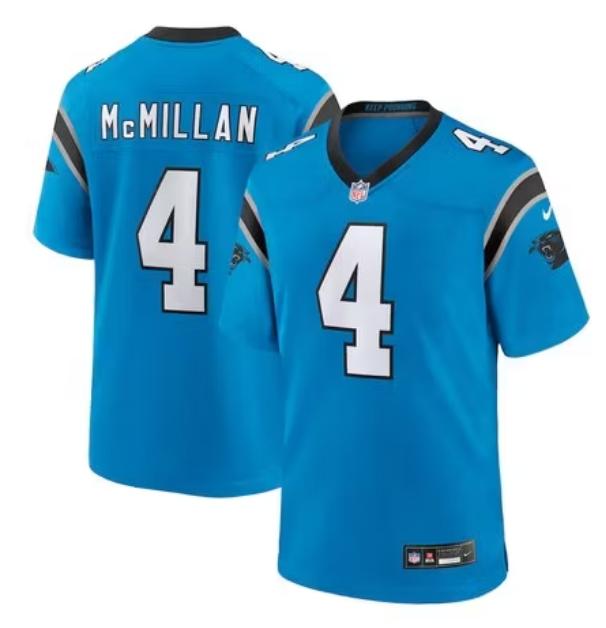 Men's Carolina Panthers #4 Tetairoa McMillan Blue Alternate Game Jersey