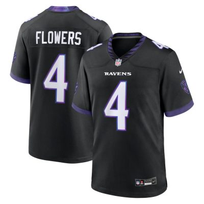 Baltimore Ravens #4 Zay Flowers Nike Black Alternate Game Jersey