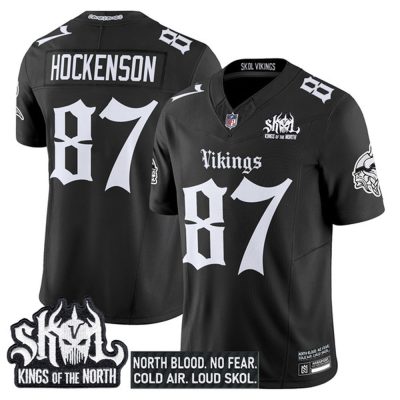 Men's Minnesota Vikings #87 T.J. Hockenson Black 2025 F.U.S.E. Kings of the North Patch "Gothic Norseblood Edition" Vapor Untouchable Limited Stitched Football Jersey