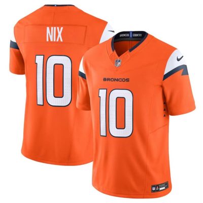 Denver Broncos #10 Bo Nix Orange 2024 Draft F.U.S.E. Vapor Limited Stitched Football Jersey