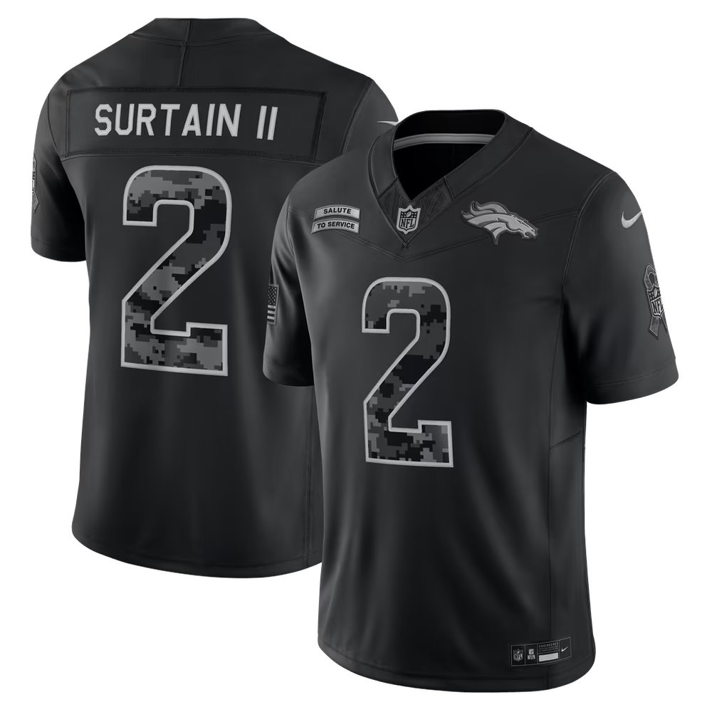 Denver Broncos #2 Patrick Surtain II Nike Black 2026 Salute to Service Vapor F.U.S.E. Limited Jersey
