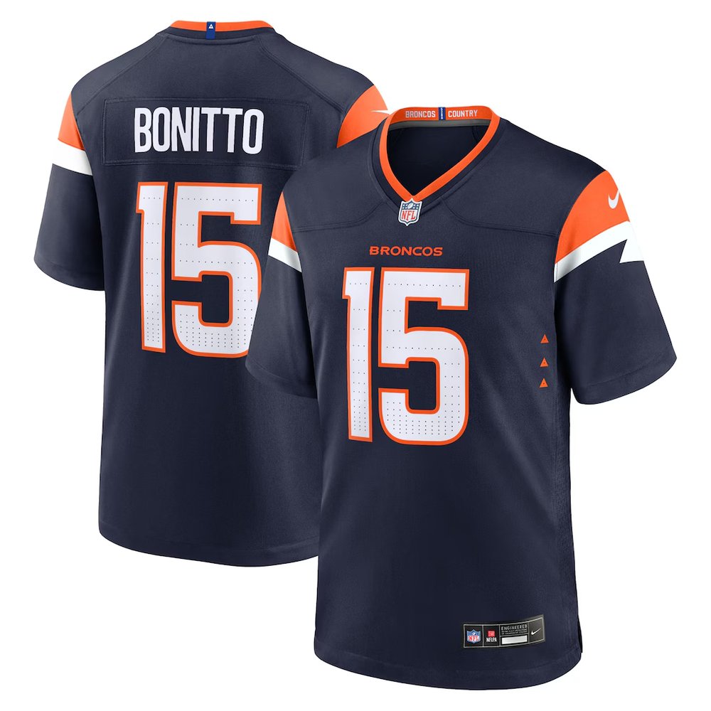 Denver Broncos #15 Nik Bonitto Navy Team Game Jersey
