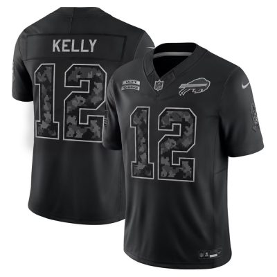 Buffalo Bills #12 Jim Kelly Nike Black 2026 Salute to Service Vapor F.U.S.E. Limited Jersey