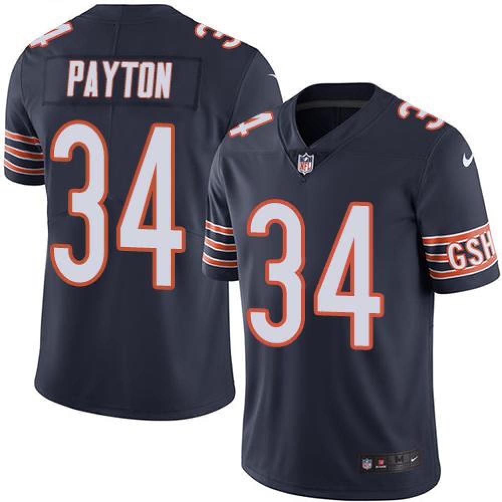 Chicago Bears #34 Walter Payton Navy Blue Stitched NFL Limited Rush Jersey