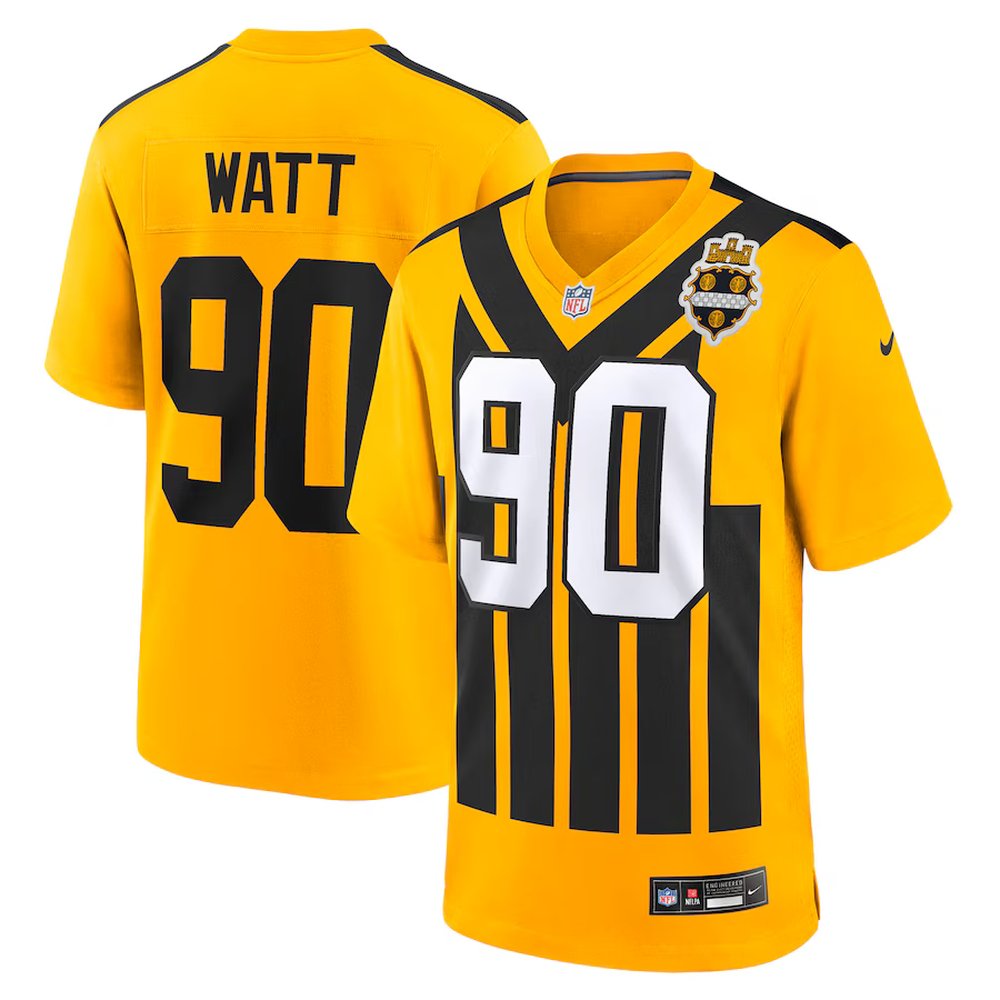 Pittsburgh Steelers #90 T.J. Watt Gold Alternate 1933 Throwback Game Jersey