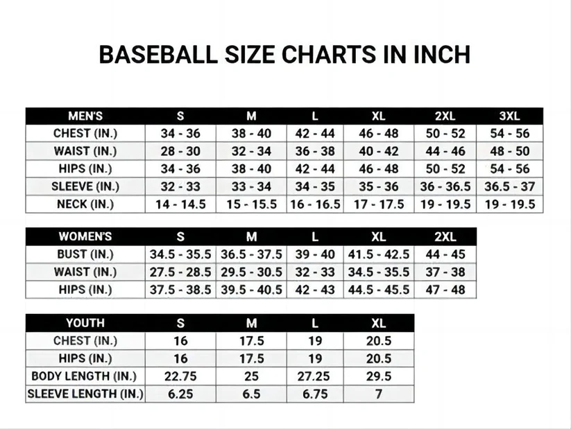 MLb Size Chart