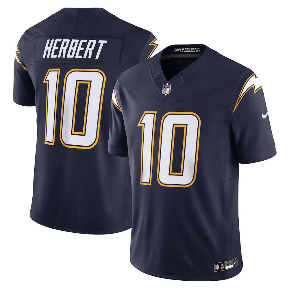 Men's Los Angeles Chargers #10 Justin Herbert Nike Navy Alternate Super Chargers Vapor F.U.S.E. Limited Jersey