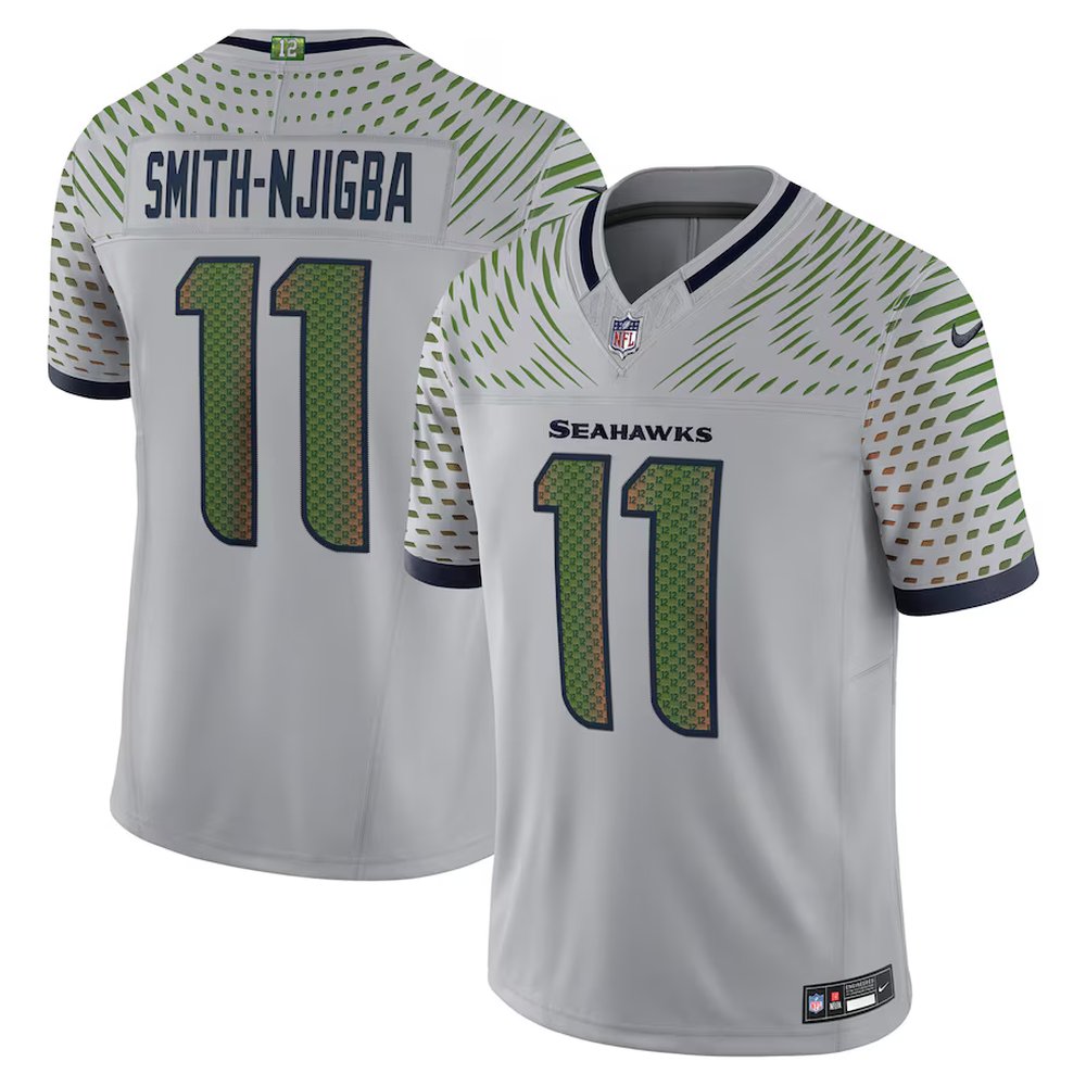 Men's Seattle Seahawks #11 Jaxon Smith-Njigba Gray Rivalries Collection F.U.S.E. Vapor Limited Stitched Jersey