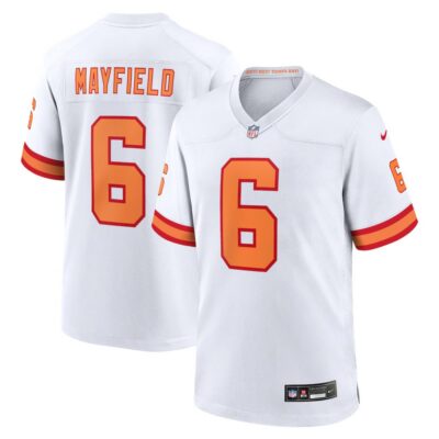 Men's '76 Tampa Bay Buccaneers #6 Baker Mayfield Nike White Player Game Jersey