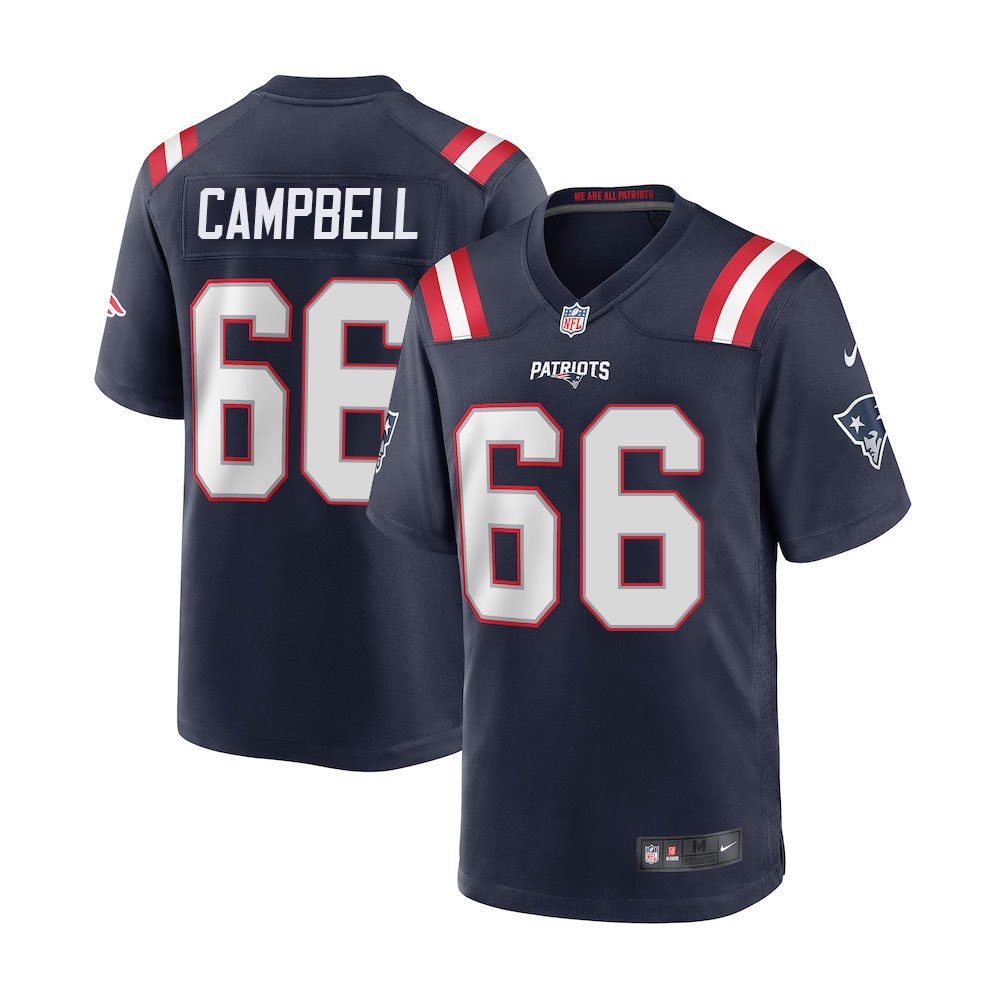 Men's New England Patriots #66 Will Campbell Nike Navy 2025 NFL Draft First Round Pick Game Jersey