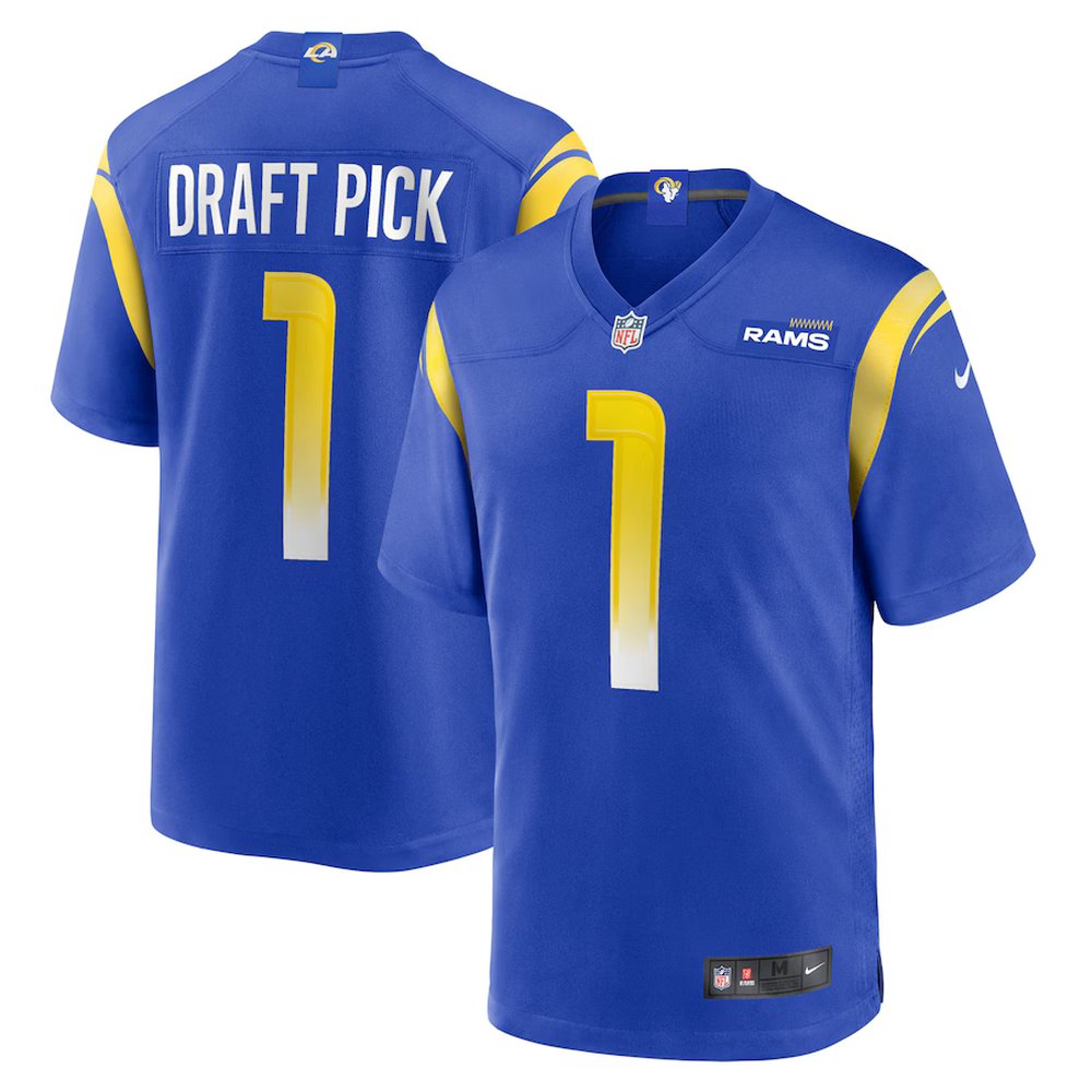 Men's Los Angeles Rams #1 Nike Royal 2025 NFL Draft First Round Pick No. 26 Game Jersey