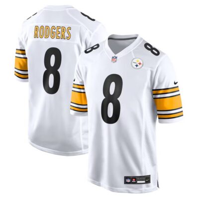Men's Pittsburgh Steelers #8 Aaron Rodgers White Game Jersey