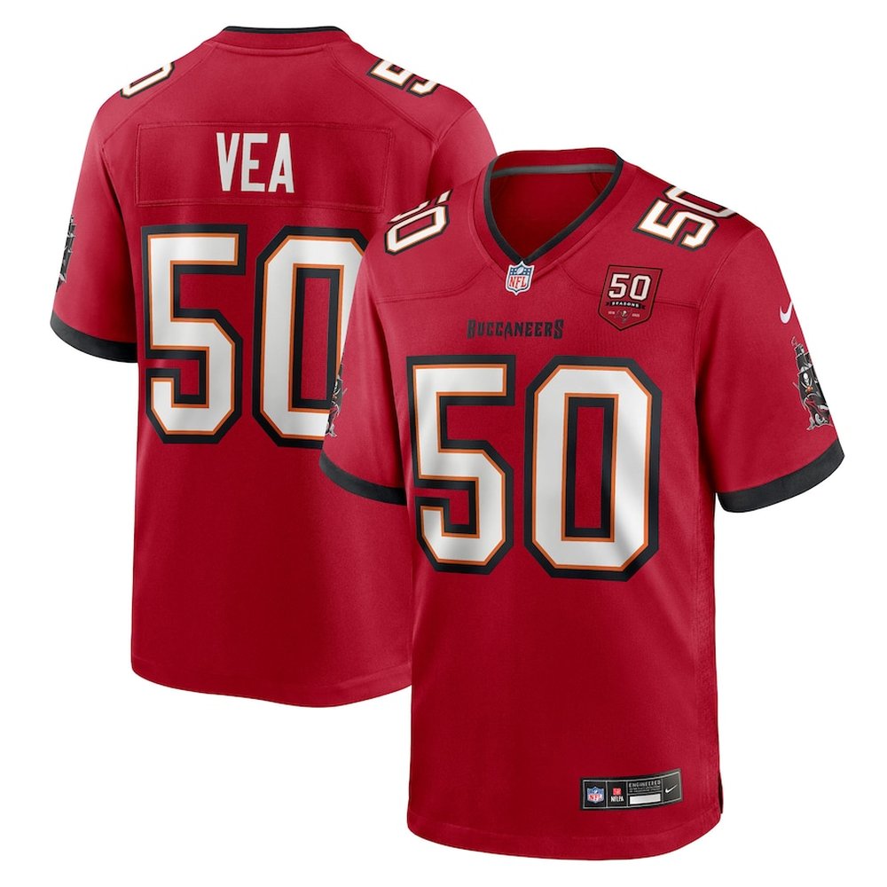 Men's Tampa Bay Buccaneers #50 Vita Vea Nike Red 50th Anniversary Game Jersey