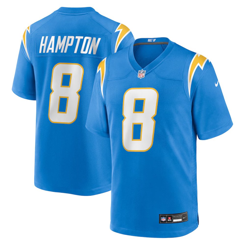 Men's Los Angeles Chargers #8 Omarion Hampton Nike Powder Blue 2025 NFL Draft First Round Pick Game Jersey