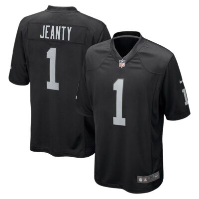Men's Las Vegas Raiders #1 Ashton Jeanty Nike Black 2025 NFL Draft First Round Pick Game Jersey