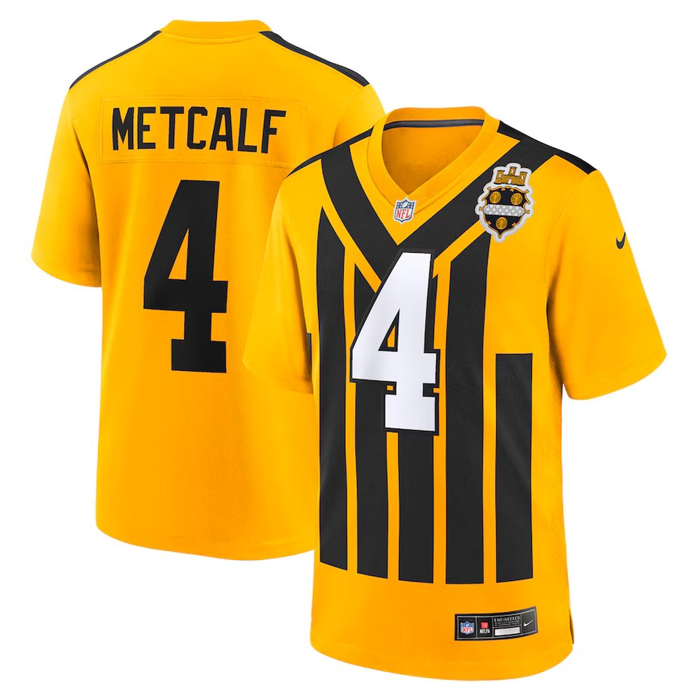 Men's Pittsburgh Steelers #4 DK Metcalf Nike Gold Alternate 1933 Throwback Game Jersey