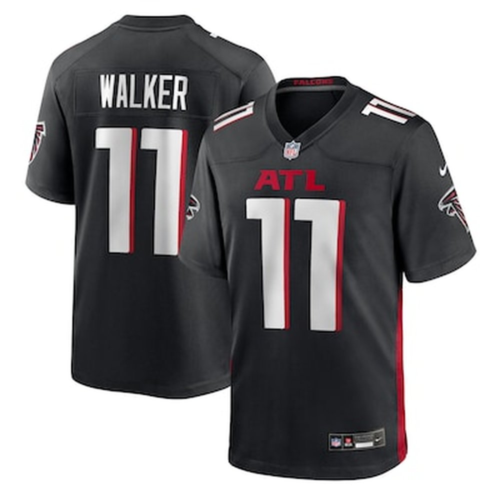 Men's Atlanta Falcons #11 Jalon Walker Nike Black 2025 NFL Draft First Round Pick Game Jersey