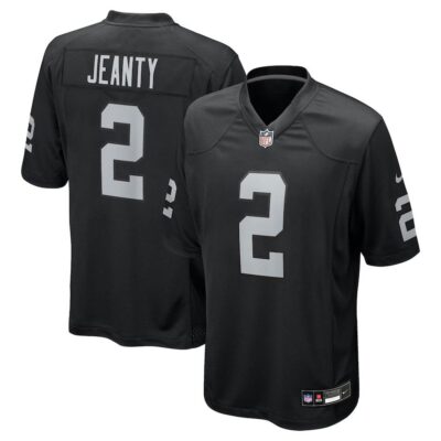 Men's Las Vegas Raiders #2 Ashton Jeanty Nike Black 2025 NFL Draft First Round Pick Game Jersey