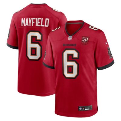 Men's Tampa Bay Buccaneers #6 Baker Mayfield Nike Red 50th Anniversary Game Jersey