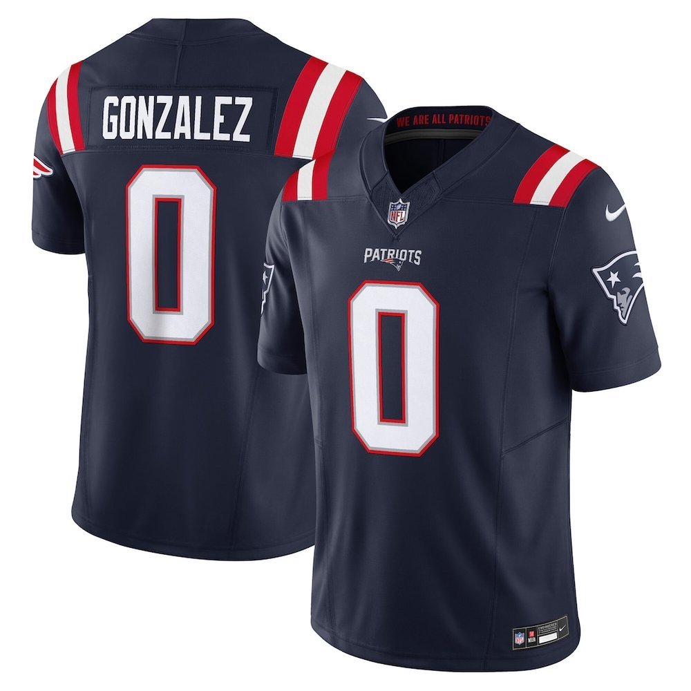 Men's New England Patriots #0 Christian Gonzalez Nike Navy Vapor F.U.S.E. Limited Jersey