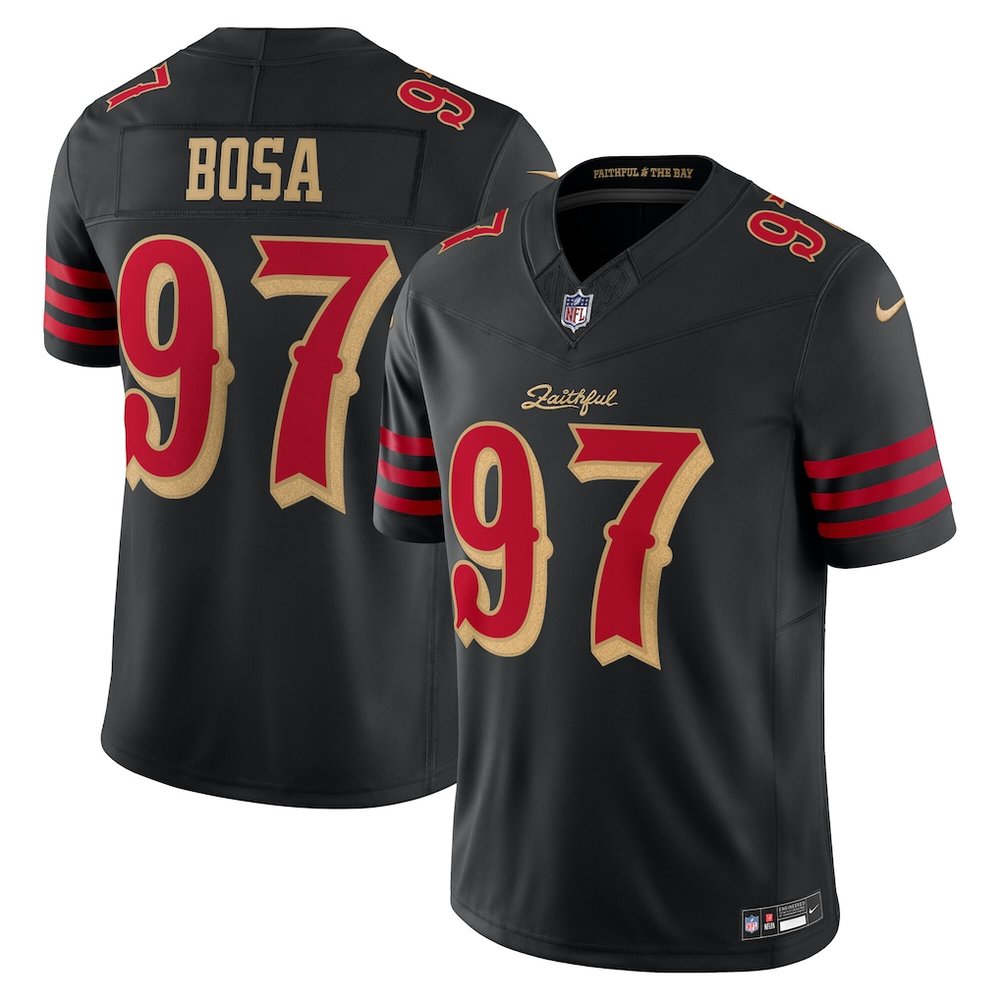 Men's San Francisco 49ers #97 Nick Bosa Black Rivalries Collection F.U.S.E. Vapor Limited Stitched Jersey
