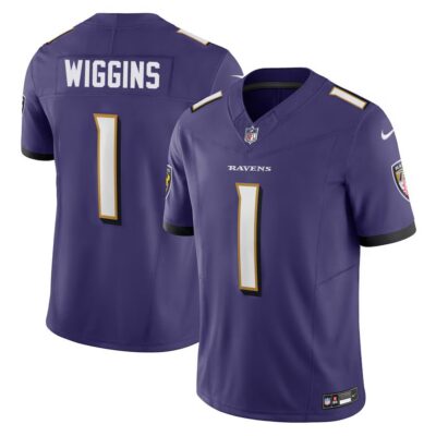 Men's Baltimore Ravens Nate Wiggins  Purple 2024 NFL Draft First Round Pick Player F.U.S.E. Vapor Untouchable Limited Stitched Football Jersey