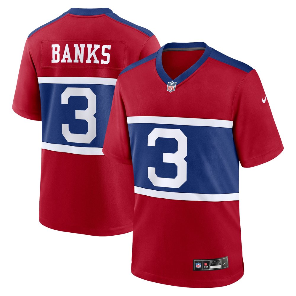 Men's New York Giants #3 Deonte Banks Century Red Alternate Player Game Jersey