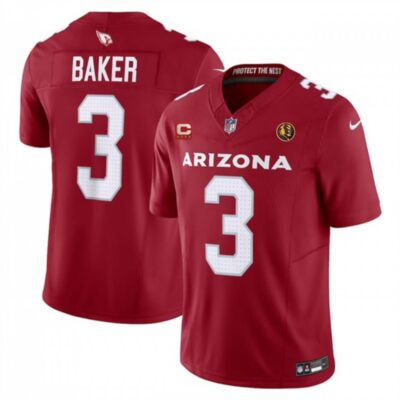 Men's Arizona Cardinals #3 Budda Baker Red 2023 F.U.S.E. With 4-Star C Patch And With John Madden Patch Vapor Limited Stitched Football Jersey
