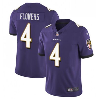 Men's Baltimore Ravens #4  Zay Flowers Purple Vapor Untouchable Football Jersey
