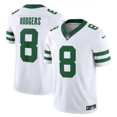 Men's New York Jets #8 Aaron Rodgers White 2023 F.U.S.E. Vapor Limited Throwback Stitched Football Jersey