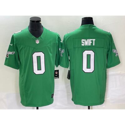 Men's Philadelphia Eagles #0 D'andre Swift Green 2023 F.U.S.E. Vapor Untouchable Stitched Football Jersey