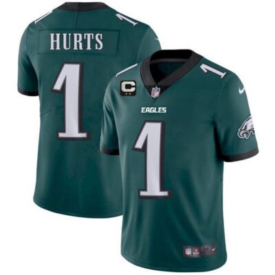 Men's Philadelphia Eagles #1 Jalen Hurts 2022 Green With 2-star C Patch Vapor Untouchable Limited Stitched Jersey