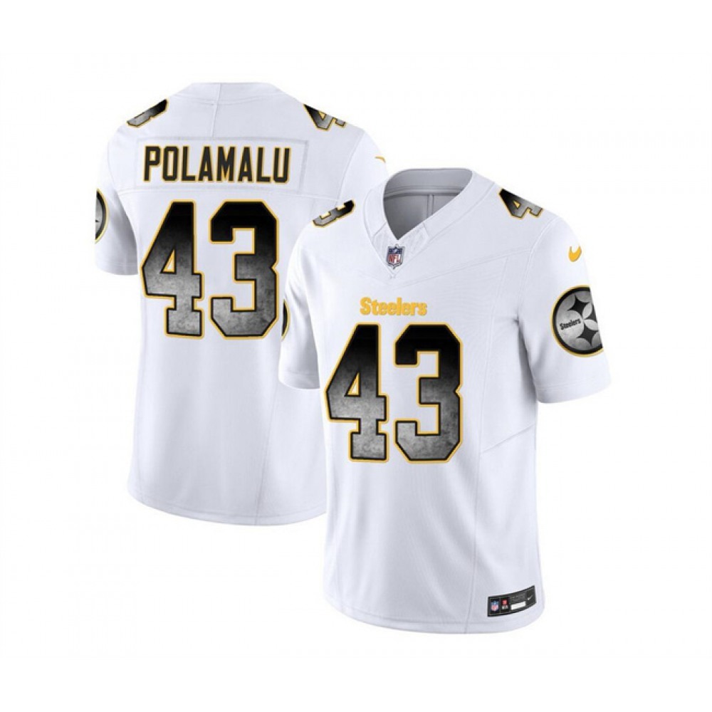 Men's Pittsburgh Steelers #43 Troy Polamalu White 2023 F.U.S.E. Smoke Vapor Untouchable Limited Stitched Jersey