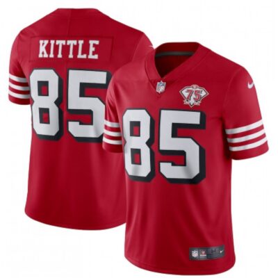 Men's San Francisco 49ers #85 George Kittle 2021 Scarlet 75th Anniversary Vapor Untouchable Alternate Stitched NFL Jersey