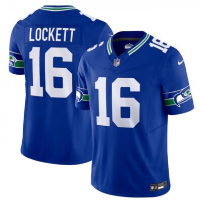 Men's Seattle Seahawks #16 Tyler Lockett Royal 2023 F.U.S.E. Vapor Limited Throwback Stitched Jersey