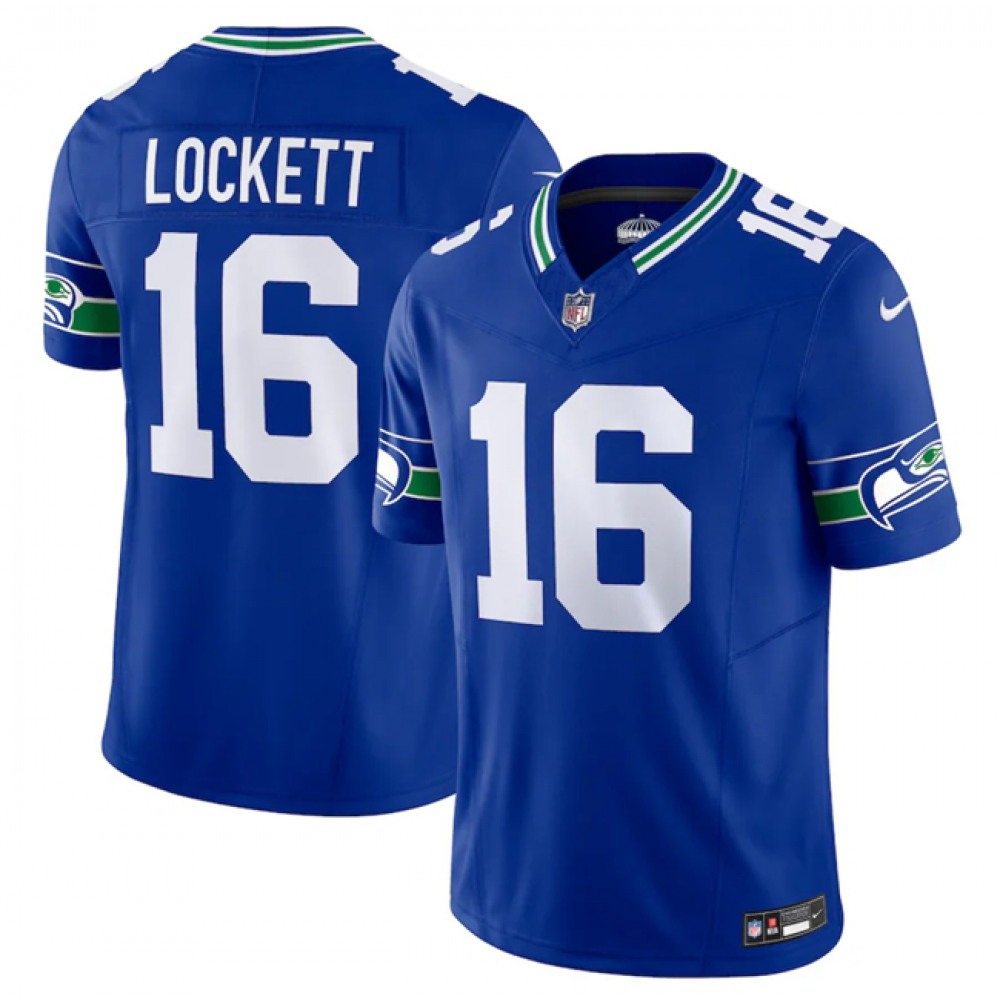 Men's Seattle Seahawks #16 Tyler Lockett Royal 2023 F.U.S.E. Vapor Limited Throwback Stitched Jersey