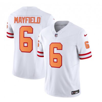 Men's Tampa Bay Buccaneers #6 Baker Mayfield 2023 F.U.S.E. White Throwback Limited Stitched Jersey