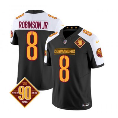 Men's Washington Commanders #8 Brian Robinson Black/White 2023 F.U.S.E. 90th AnniversaryVapor Limited Stitched Football Jersey