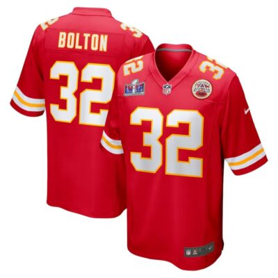 Men's Kansas City Chiefs #32 Nick Bolton  Red Super Bowl LVIII Game Jersey