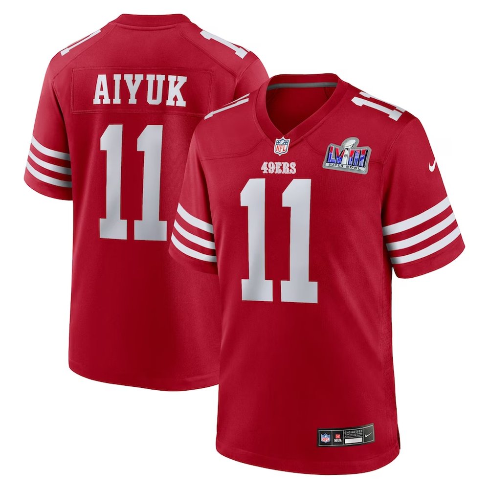 Men's San Francisco 49ers #11 Brandon Aiyuk Scarlet Super Bowl LVIII Game Jersey