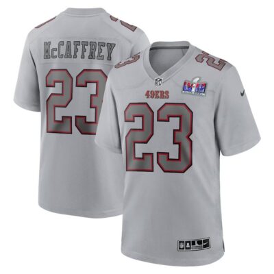 Men's San Francisco 49ers #23 Christian McCaffrey Gray Super Bowl LVIII Atmosphere Fashion Game Jersey